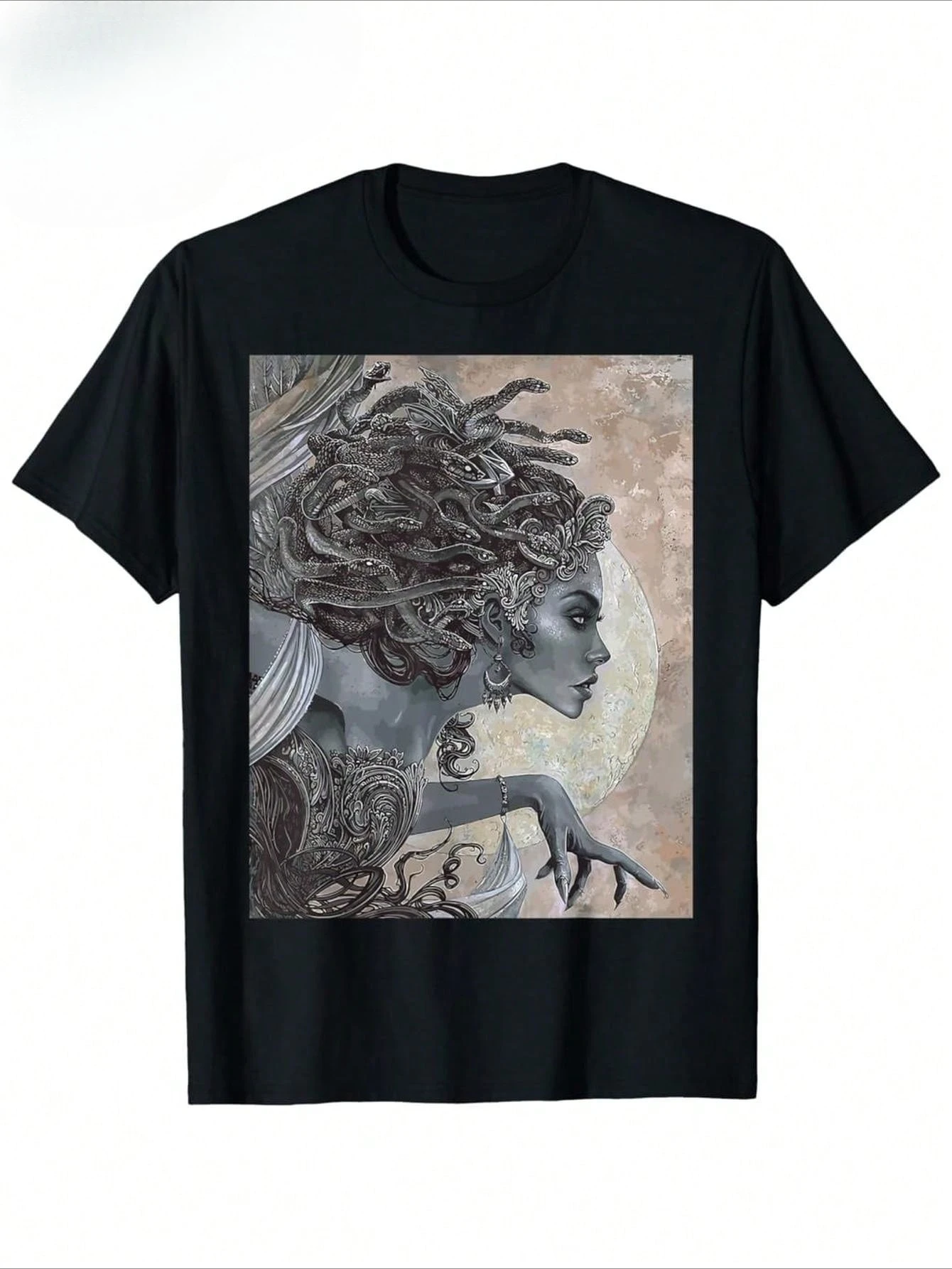 Medusa Greek Mythology Occult Scary Dark Grunge Art T Shirt Retro Streetwear High-quality Crew-neck Short-sleeved Men's T-shirt