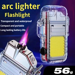 2024 Hot Style Multifunctional Men's Flashlight Arc Rechargeable Keychain Light Portable Work Light Cigarette Lighter