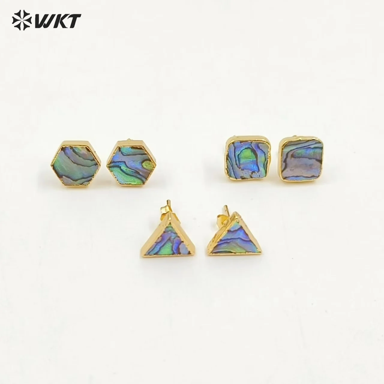 

WT-E170 New Fashion Natural Abalone Shell Earring Mix Shape Colored With Gold Plated For Women Dressing ACC