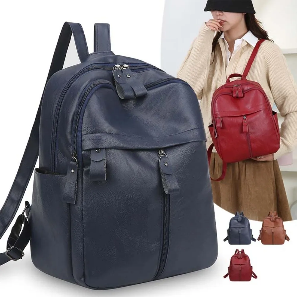 

Элегантный мягкий рюкзак из ПУ с множеством карманов, в корейском стиле, большой вместимости, однотонный, водоотталкивающий, повседневный, для школы и прогулок, для мам