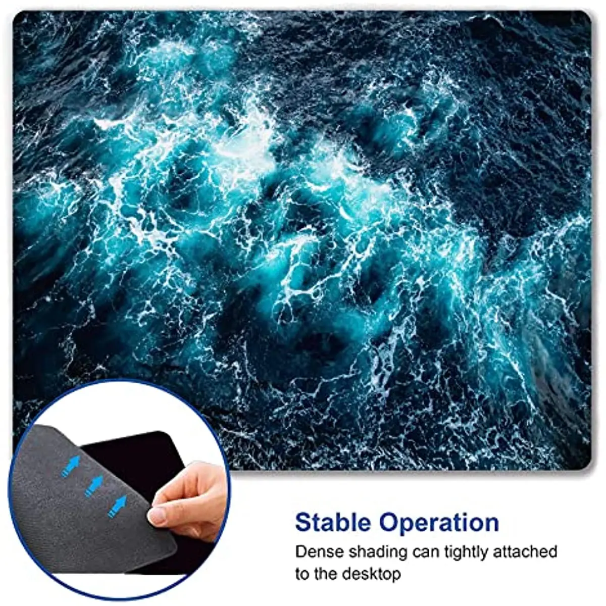 Blue Ocean Wave Mouse Pad Unique Design Anti-Slip Rubber Base Mouse Pad for Desktop Computer and Laptop Mouse Pad