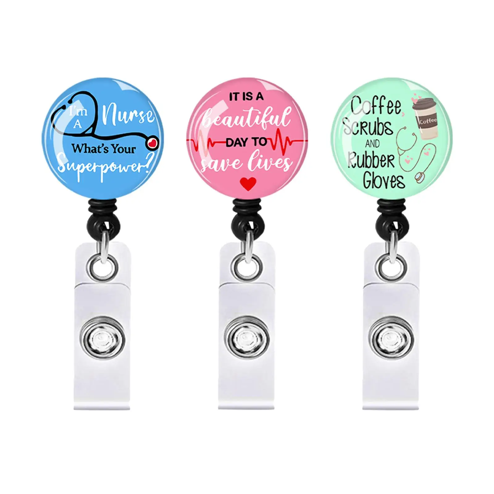 Retractable ID Badge Reel Holder Key Badge Clip Nursing with Clip Name Card Hanger for Coworker Name Tags Lanyards Student Nurse