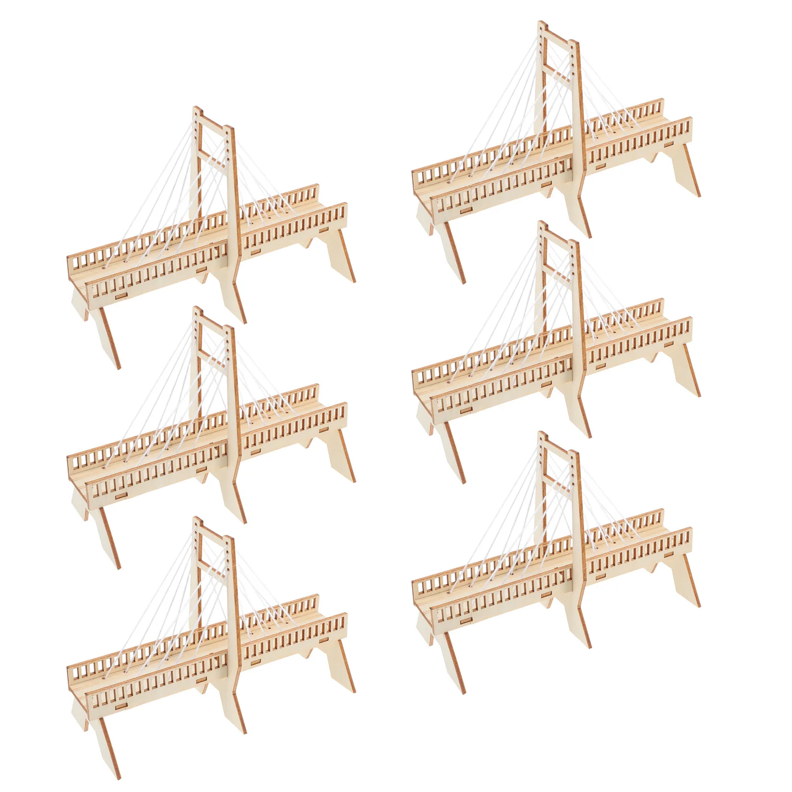 

6Sets DIY Cable-Stayed Bridge Stem Science Project Mechanical Engineering Assembly Educational Kit Handmade Wooden Bridge