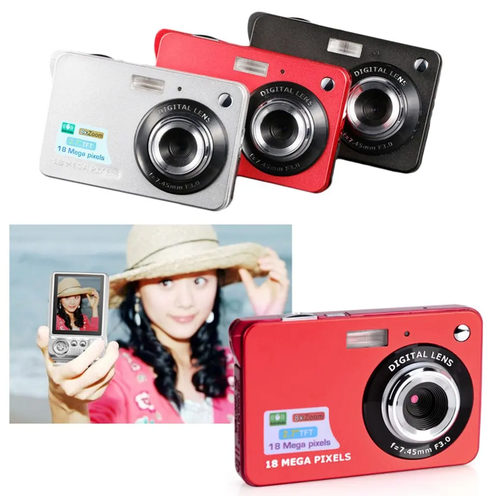 2024 New 2.7 Inch TFT LCD Display 18MP 720P 8x Zoom HD Digital Camera Anti-Shake Camcorder Video CMOS Micro Camera Children Gift