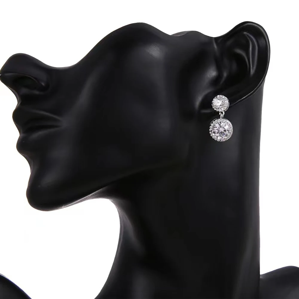 S925 Sterling Silver 5cttw Moissanite Earring for Women D Color VVS Double Round Diamond Drop Earring Jewelry With GRA Certified