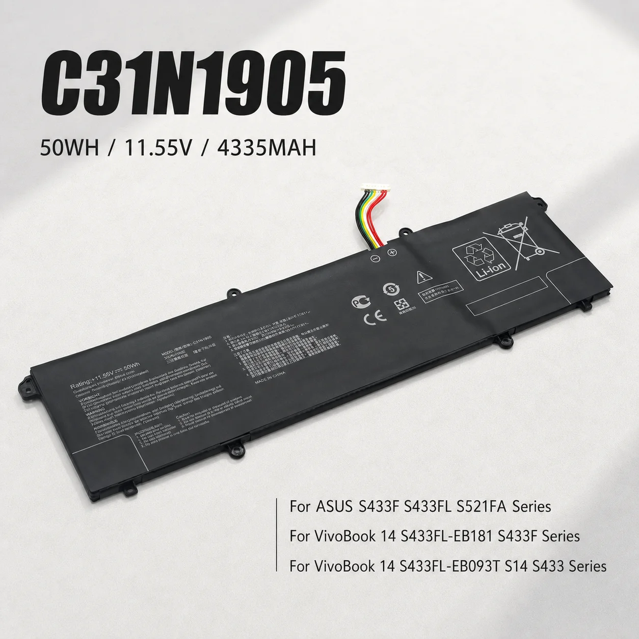 Replacement Laptop Battery C31N1905 For ASUS VivoBook S15 S533 S533EQ K533F S433FL S521FA V533F S14 M433