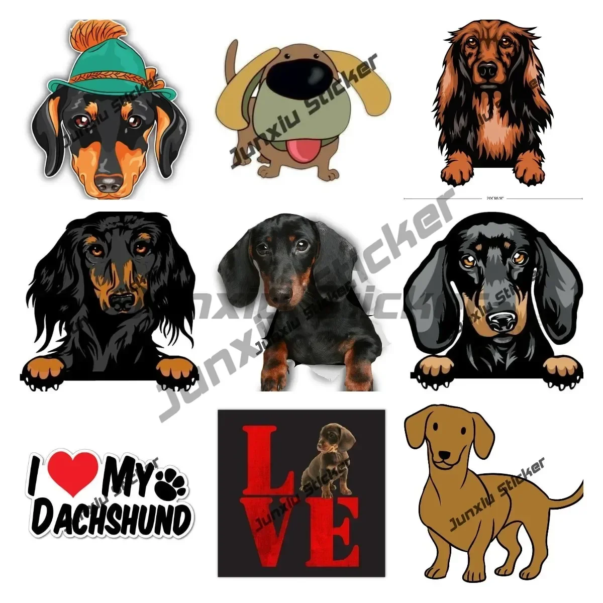 Funny Dachshund Sticker Wiener Love My Dachshund Pet Dog Car Window Smiling and Peeking Die Cut Vinyl Decals Accessories