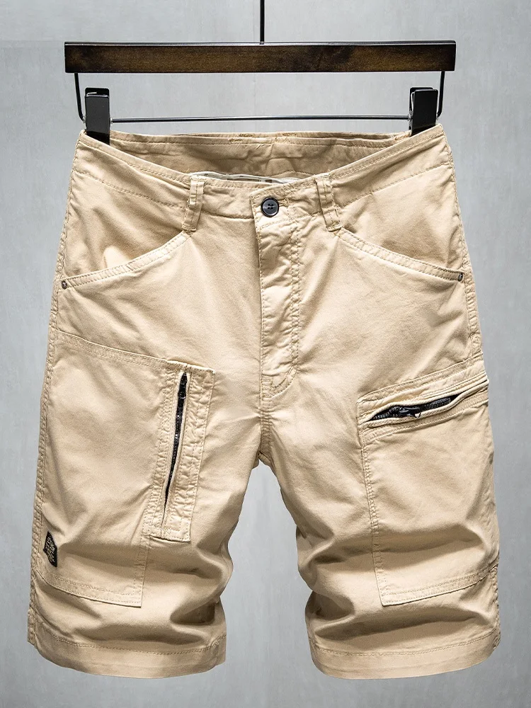 Short cargo en coton pour homme, pantalon court décontracté, rouge, poches multiples, basket-ball, plage, été