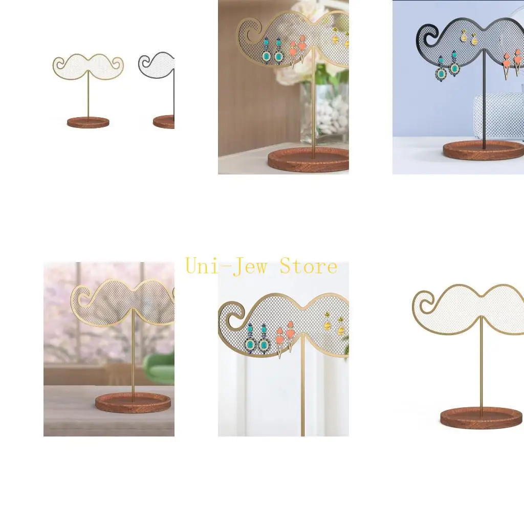 

40GB Beard Net Metal Jewelry Display Holder Earring Display Rack with Tray for Tabletop Home Use