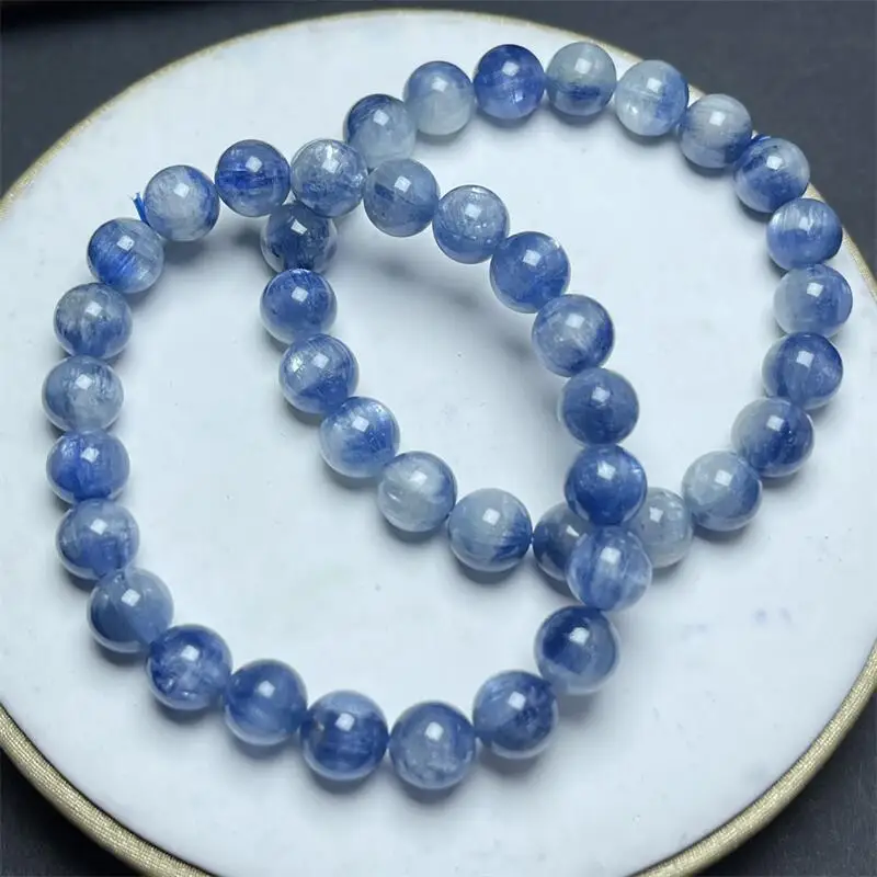 7/9MM Natural Kyanite Bracelet Women Fashion Crystal Clear Round Beads Lovers Strand Jewelry Gift 1PCS