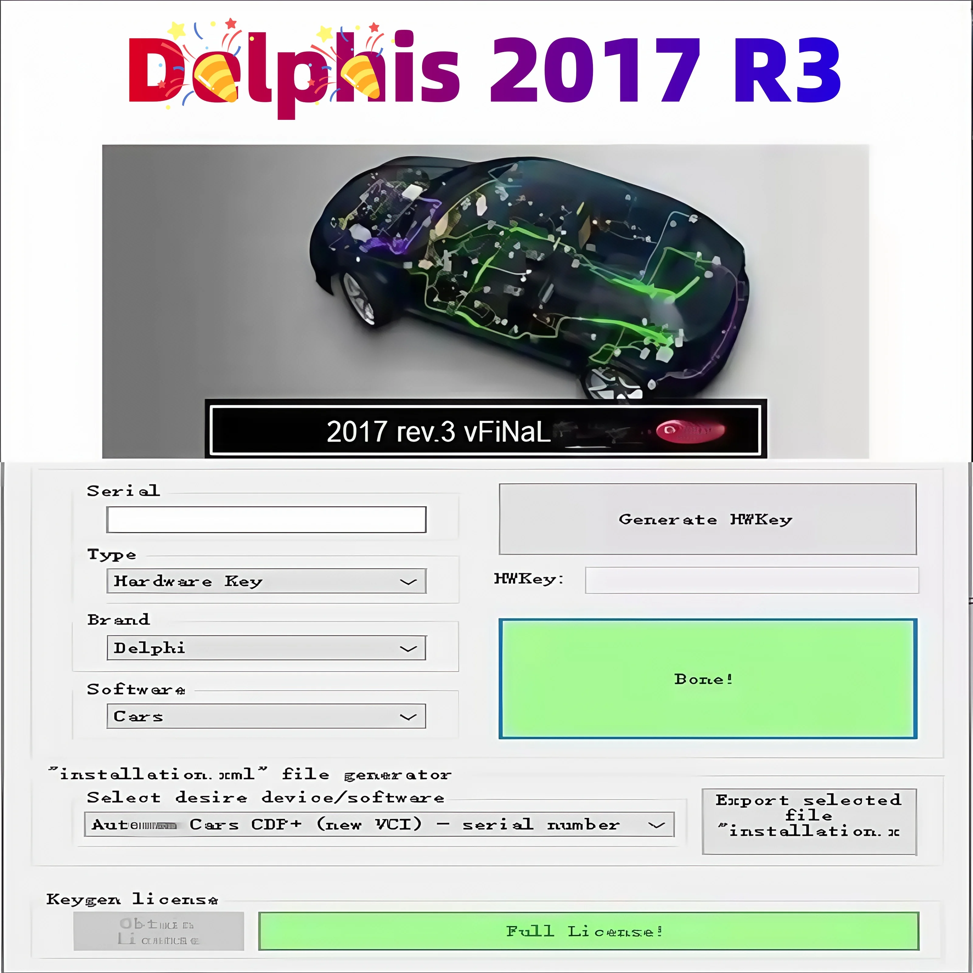 D-e-l-p-h-i-s 2017 R3 OBD Scanner Diagnostic Tool Software with Keygen for Cars & Trucks Trending in 2026 Free Shipping 🚀
