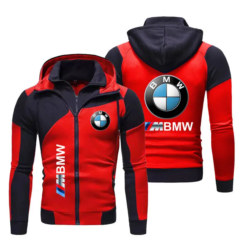 2025BMW Best-Selling Leisure BMW Printed Sweater Casual Loose Sports Work Clothes Double Zipper Jacket