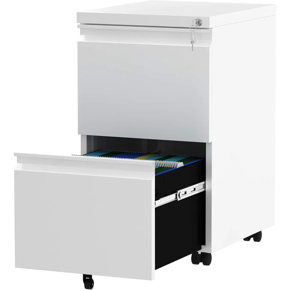 

2-Drawer Vertical File Cabinet with Lock, 20” Deep Mobile Metal Filing Cabinet for Legal/Letter Size, 20” Height Pre-Built Offi