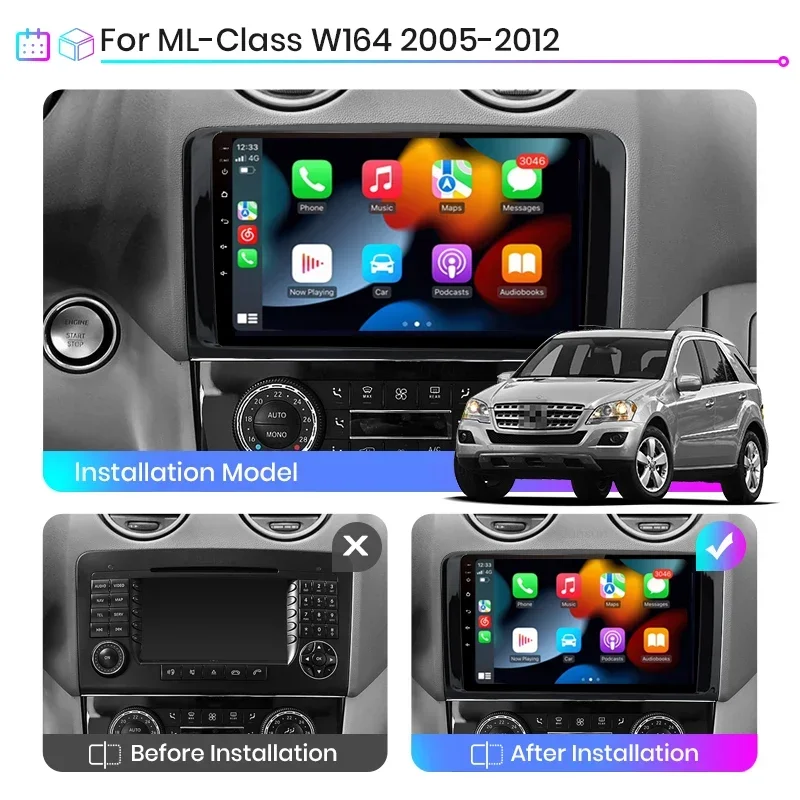 

Android 13 Radio For Mercedes Benz W164 ML GL 2005-2012 Car stereo Multimedia Player Carplay Auto GPS navigation 2DIN DSP NO DVD