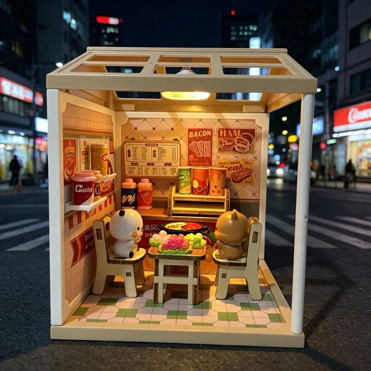 Bubu And Dudu Hot Pot House Figure Kit Toy Cute DIY Miniature Scene Desktop Decoration Mini Room Ornament Gift For Girlfriend