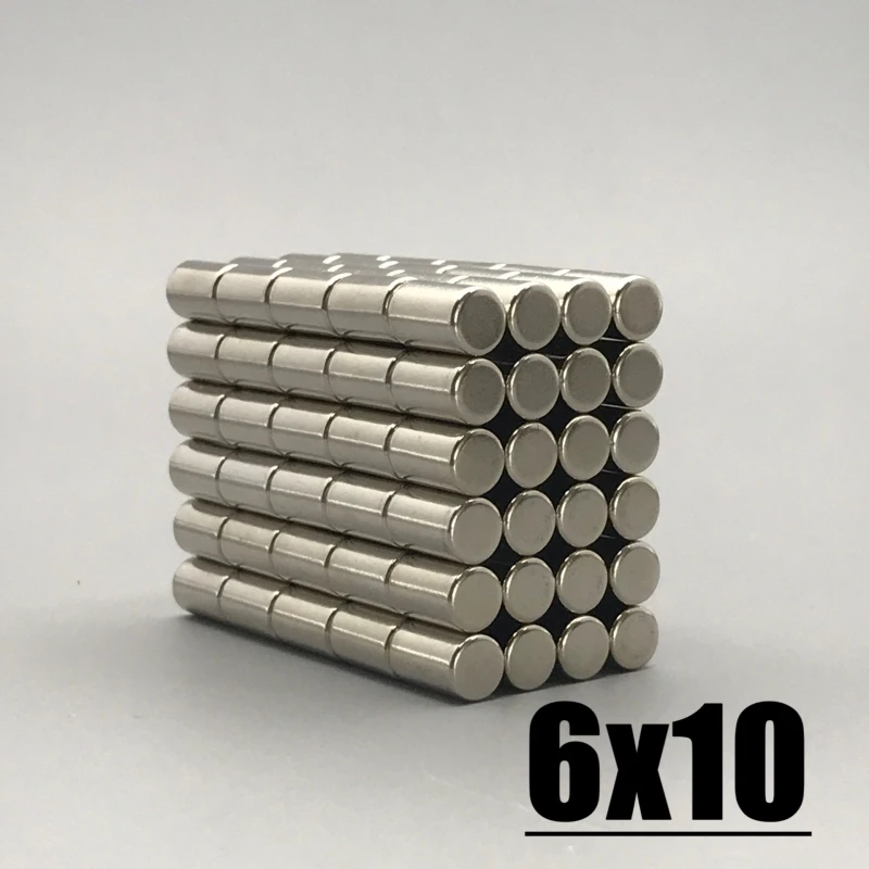 N35 NdfeB 100pcs 6x10mm Magnet Neodymium Magnet Round Shape Permanent Magnetic Imanes Magnets 6*10 Magnet Accessory