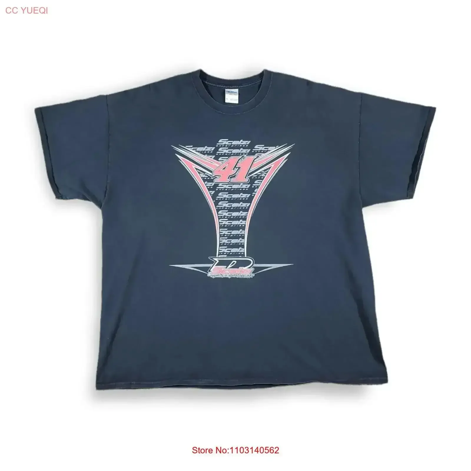 Scelzi 41 THE DOMINATOR T Shirt Black Men's Size 2XL vintage Washed streetwear homme graphic Stretched Slightly vintage Washed