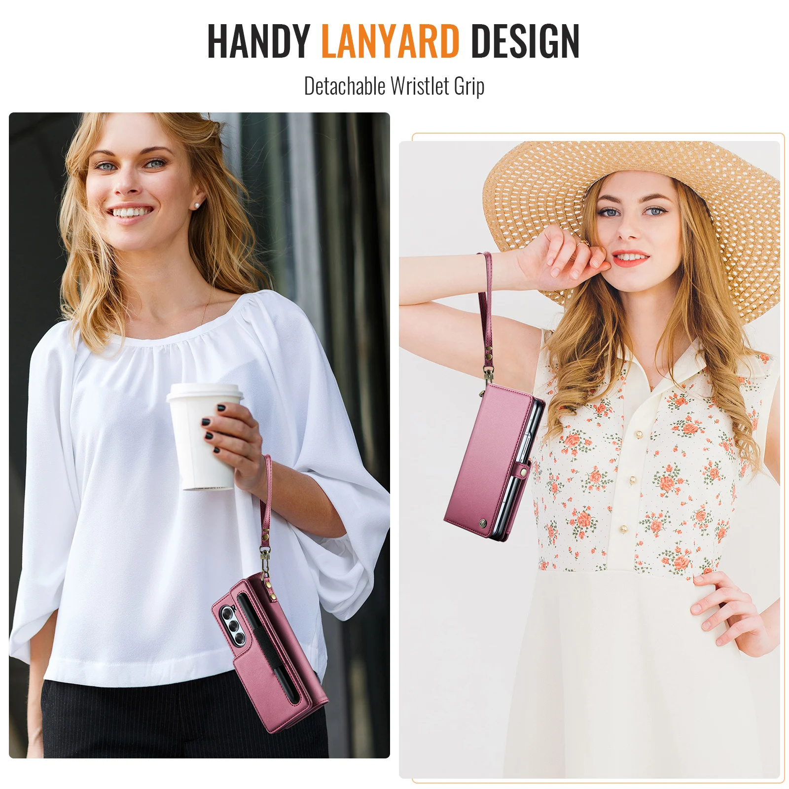 For Samsung Galaxy Z Fold 6 Phone Case with RFID Card Slots Kickstand Flip Leather Wallet Cover with S Pen Holder & Lanyard