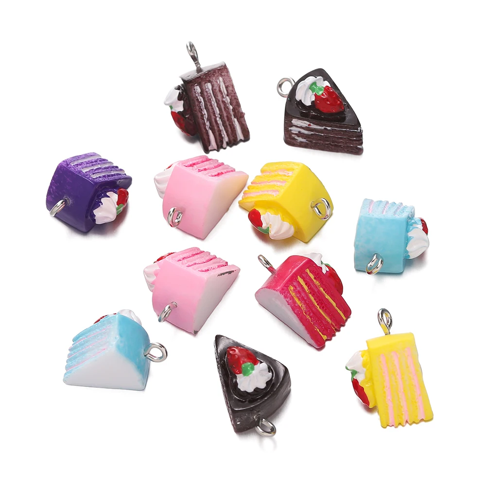 5pcs/lot Resin Cake Shape Pendant Colorful Cute Charm Pendants for DIY Necklace Bracelet Jewelry Making Accessories 