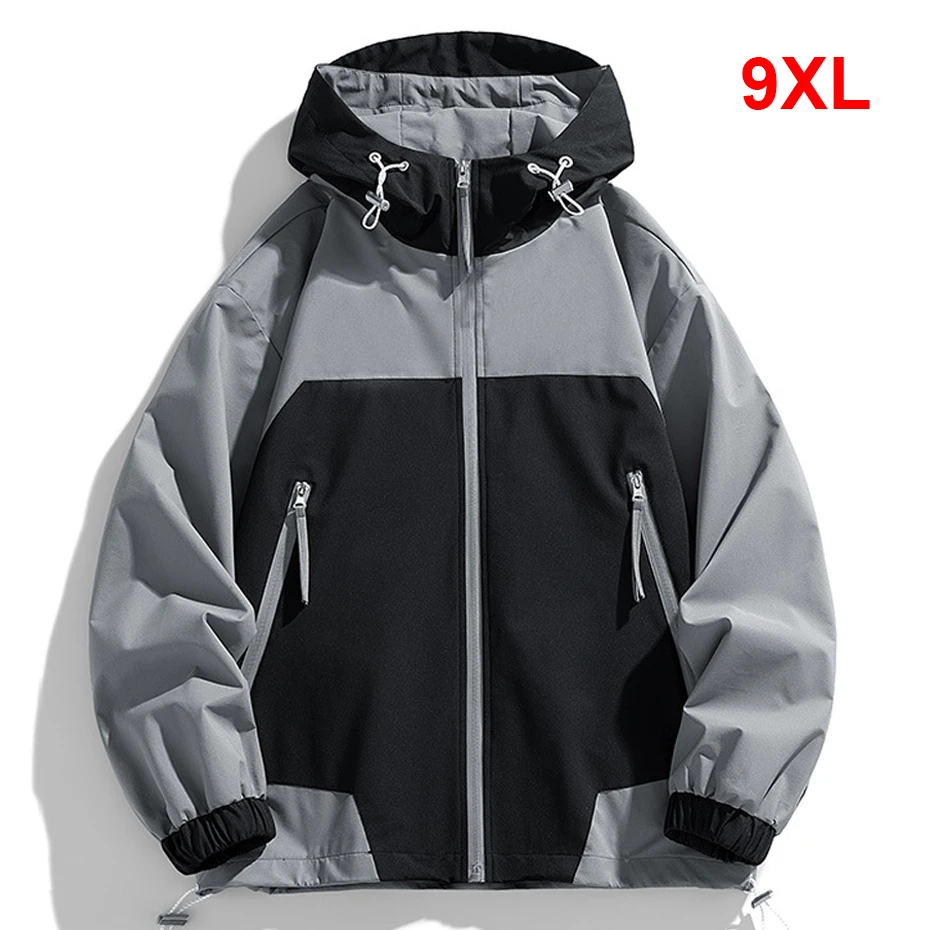 

9XL Plus Size Camp Jacket Men Patchwork Windbreaker Jacket Fashion Casual Coat Male Big Size 9XL