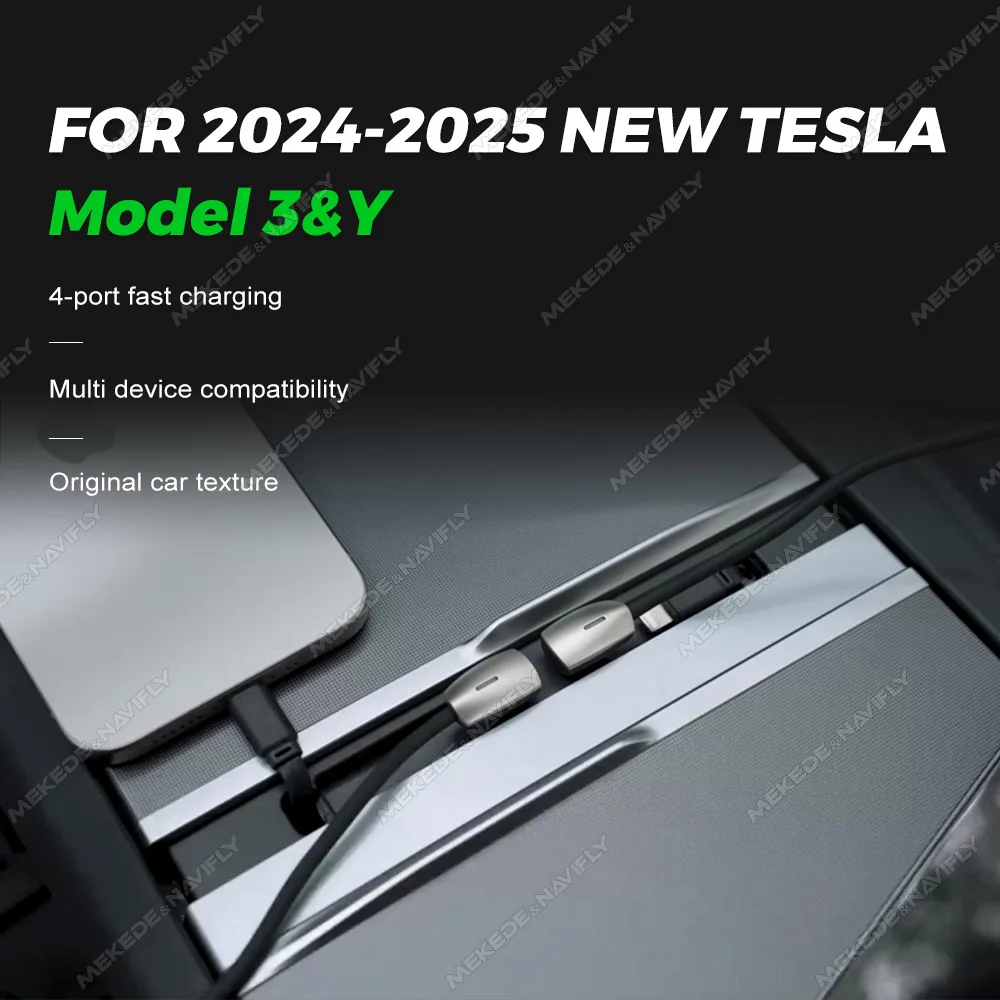 

USB-концентратор для Tesla Model Y 2024 2025 Juniper Model 3 Highland, центральная консоль, быстрое зарядное устройство, многопортовая док-станция, аксессуары для интерьера