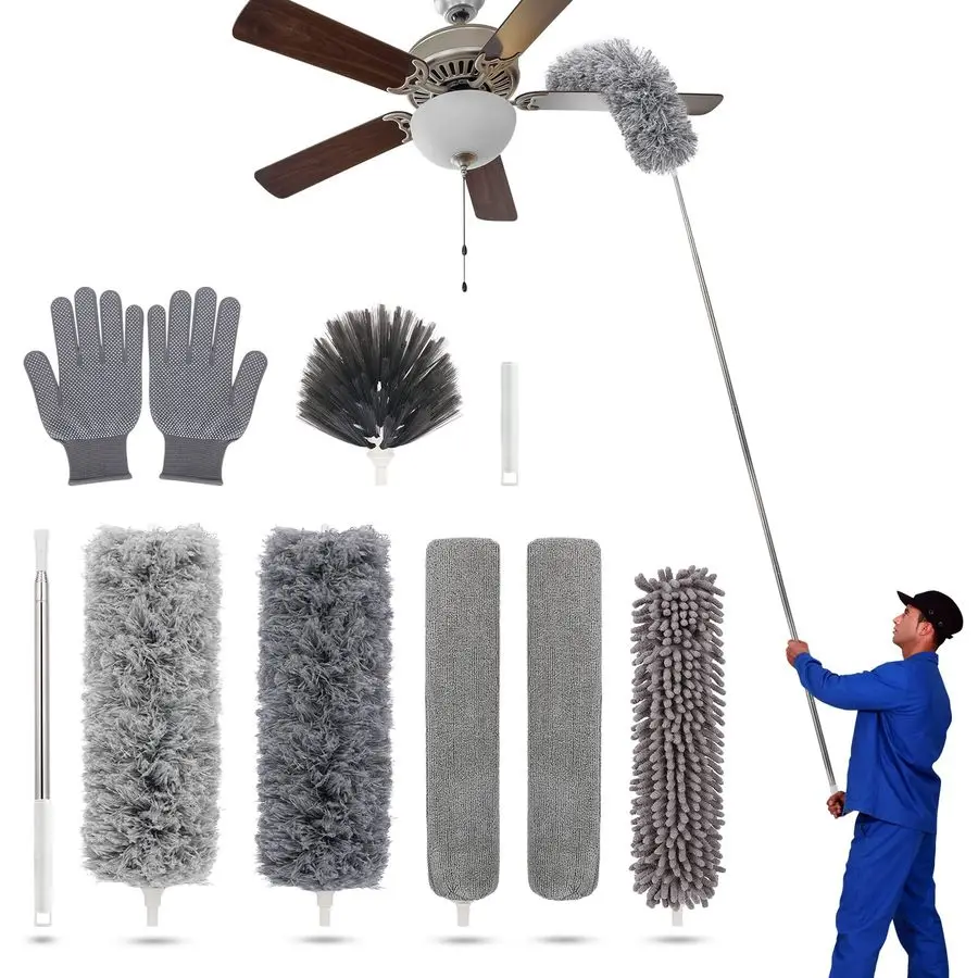 

with Extension Pole for Cleaning Ceiling Fans, High Ceilings, in Addition, Dusters for Cleaning Can Also Be Used for Low Places