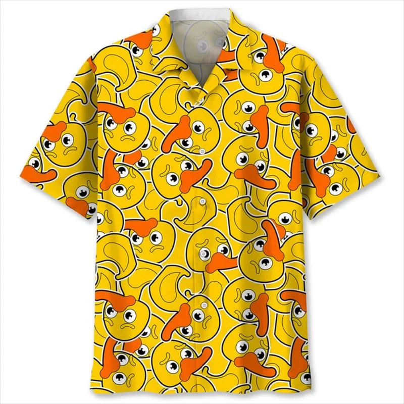 Summer Cute 3D Printing Animal Rubber Duck Shirts For Men Funny Yellow Duck Graphic Short Shirts Kid Kawaii Clothing Fashion Top