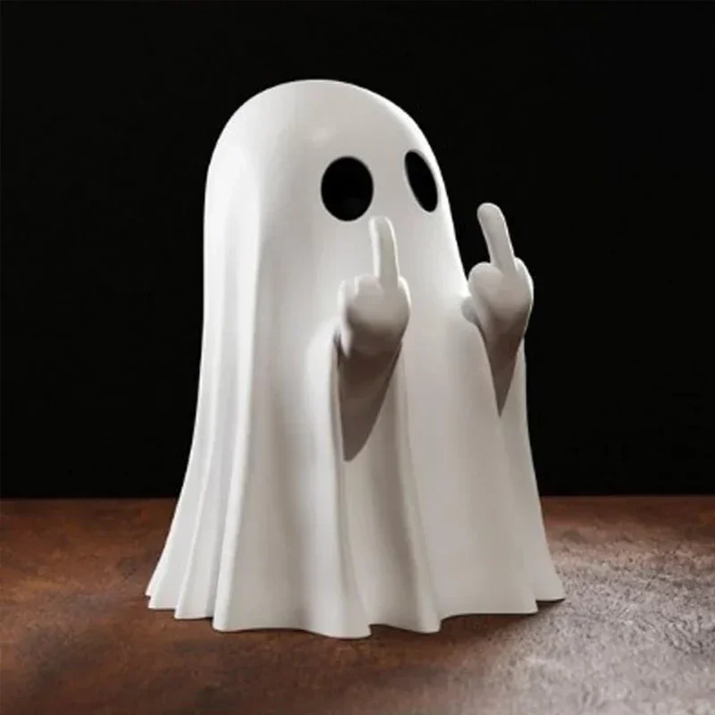 Cute Ghost Statue Halloween Mini 3D Unfriendly Ghost Party Props Love Heart Ghost Home Desktop Decoration Ornament