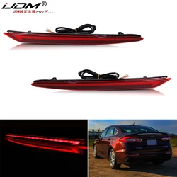 2Pc Red 3D Optic LED Rear Bumper Reflector For Ford Fusion Mondeo Function as Tail,Brake & Rear Fog Lamps,Turn Light Lamp 19-22