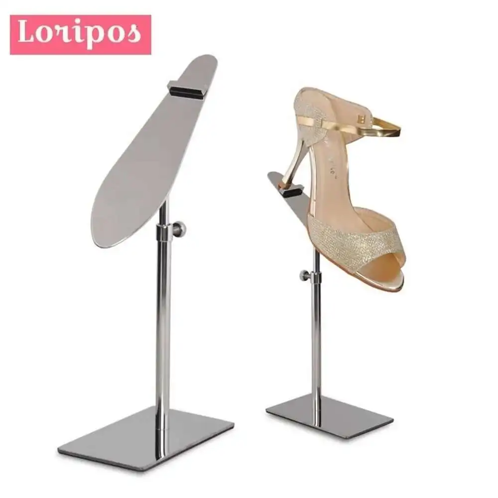 

5PC Stainless Steel Adjustable Height Shoe Display Holder Shoe Shop Window Display Prop Metal Women Shoe Display Rack