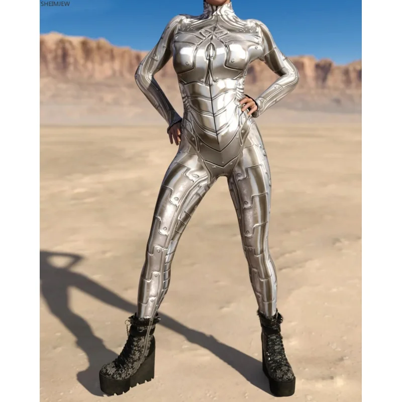 3D Print Catsuit Woman Zipper Jumpsuit Zentai Bodysuit Game Party Carnival Costume Female Cosplay Outfit