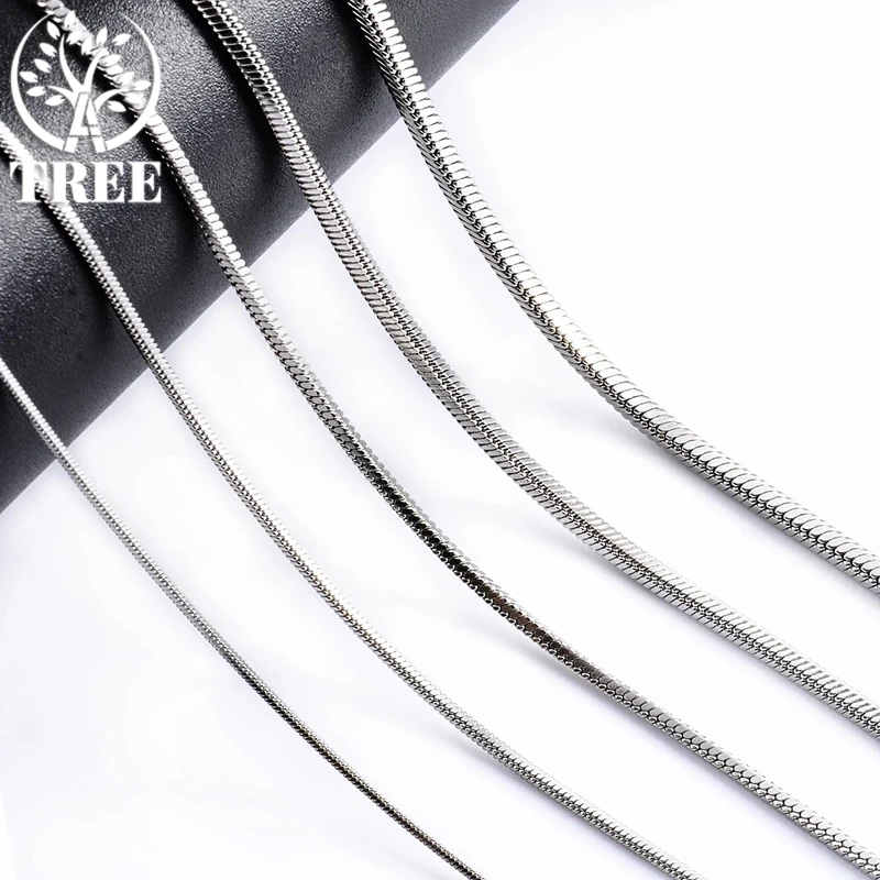 1/2/3mm Stainless Steel Round Snake Chain Necklace Silver Color For Men Women's Fashion Jewelry