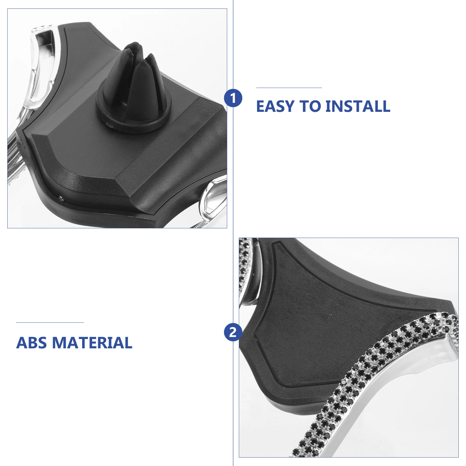 

Telescopic U Shape Car Air Vent Holder Rhinestone Decor Easy Install Gravity Mount Black Durable Universal Navigation Charging