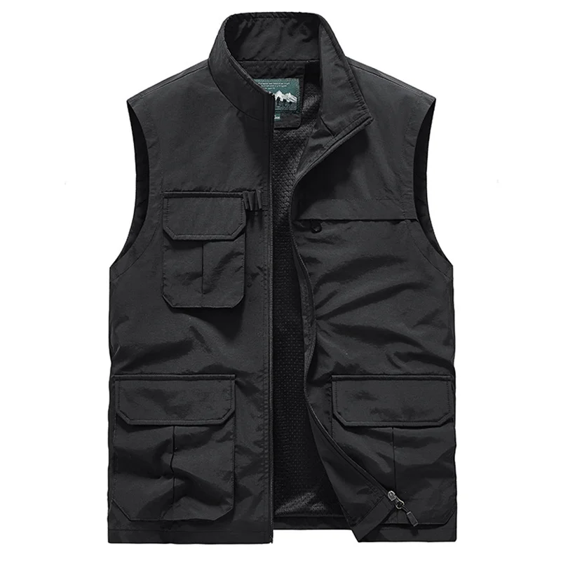 Gilet en GlaCardigan Imperméable PVD pour Homme, Vêtement de Travail, à la Mode, Décontracté, Multi-Poches, de Luxe, Veste d\'Extérieur