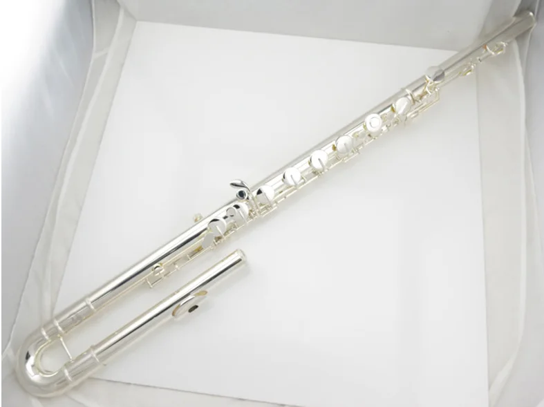 Bass Flute C Key 16 Keys Closed Holes Silver Plated Cupronickel Body Woodwind Musical Instrument