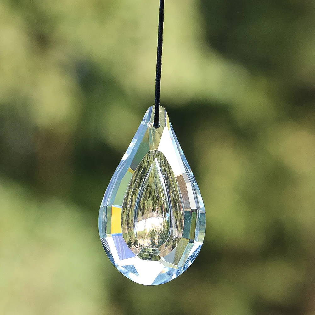 

50mm AB Teardrop Shape Crystal Pendant Glass Artwork Prism Faceted Sun Catcher Chandelier Wind Chime Accessory Garden Decoration