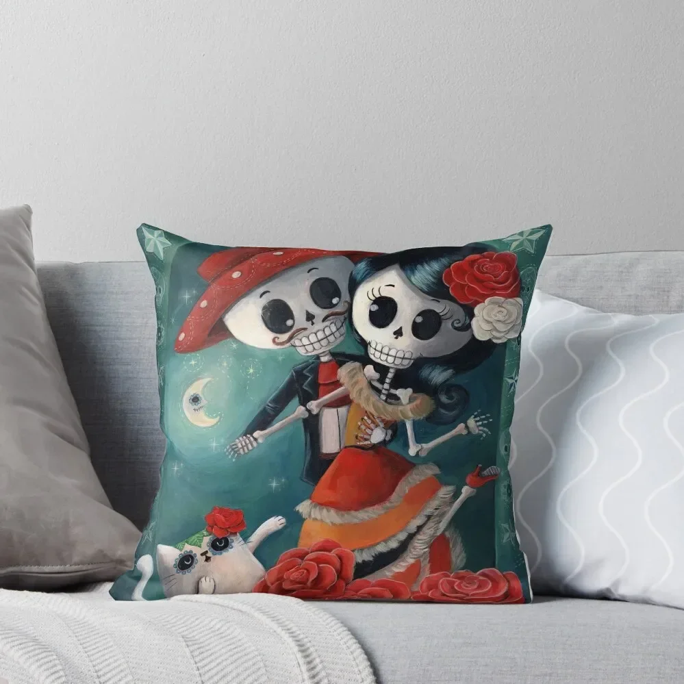 Dia de Los Muertos Couple of Skeleton Lovers Throw Pillow anime girl Sofas Covers Luxury Pillow Cover luxury sofa pillows Pillow