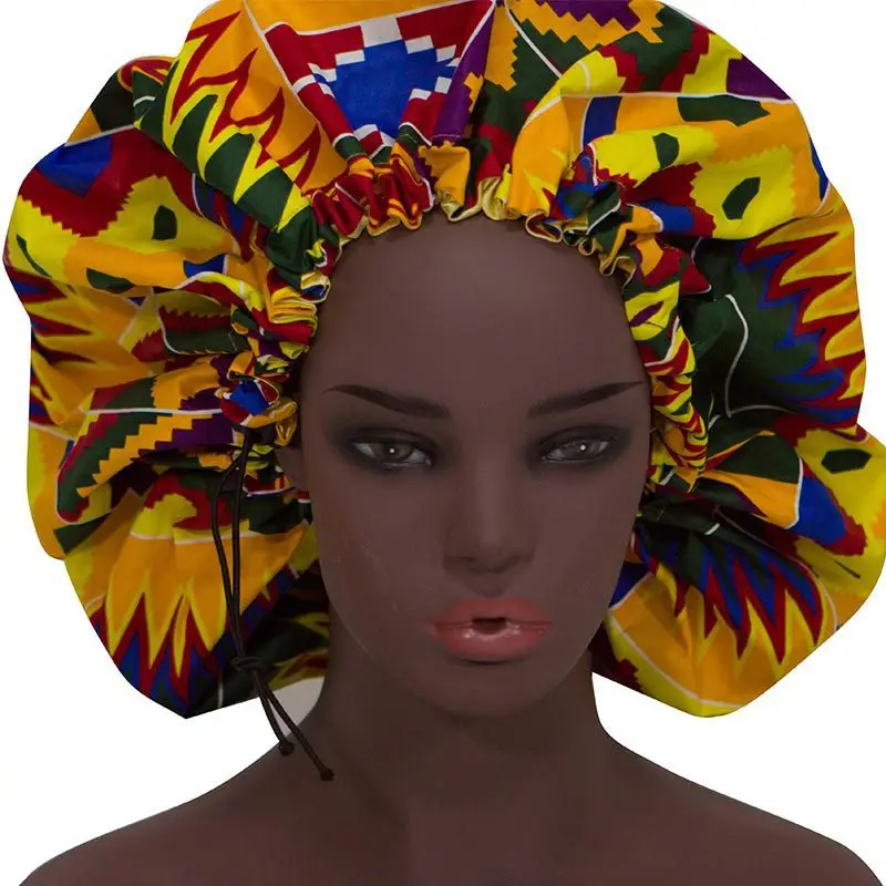 African Printed Women's Hat Ankara Fashionable Drawstring Shower Hat Bohemian Casual Hat Wyb540