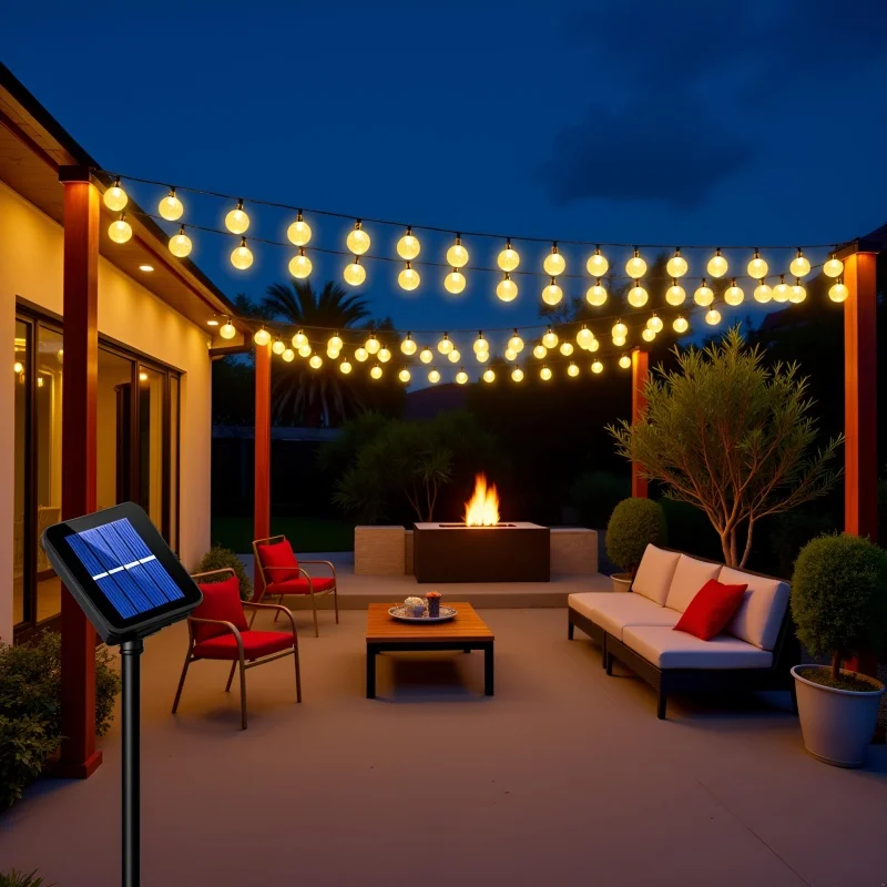 

200 LED Solar String Lights Outdoor Crystal Globe Lights 8 Lighting Modes Waterproof Solar Powered Patio Lights For Garden