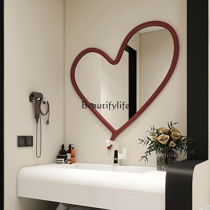 

ins high value love smart bathroom mirror special-shaped design art decorative mirror