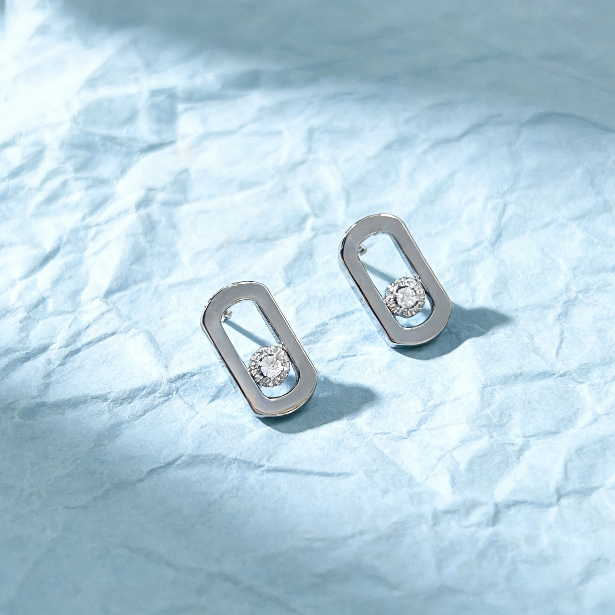 

925 Sterling Silver Simple Oval Zirconia Stud Earrings - Exquisite Women's Everyday/Evening Jewelry