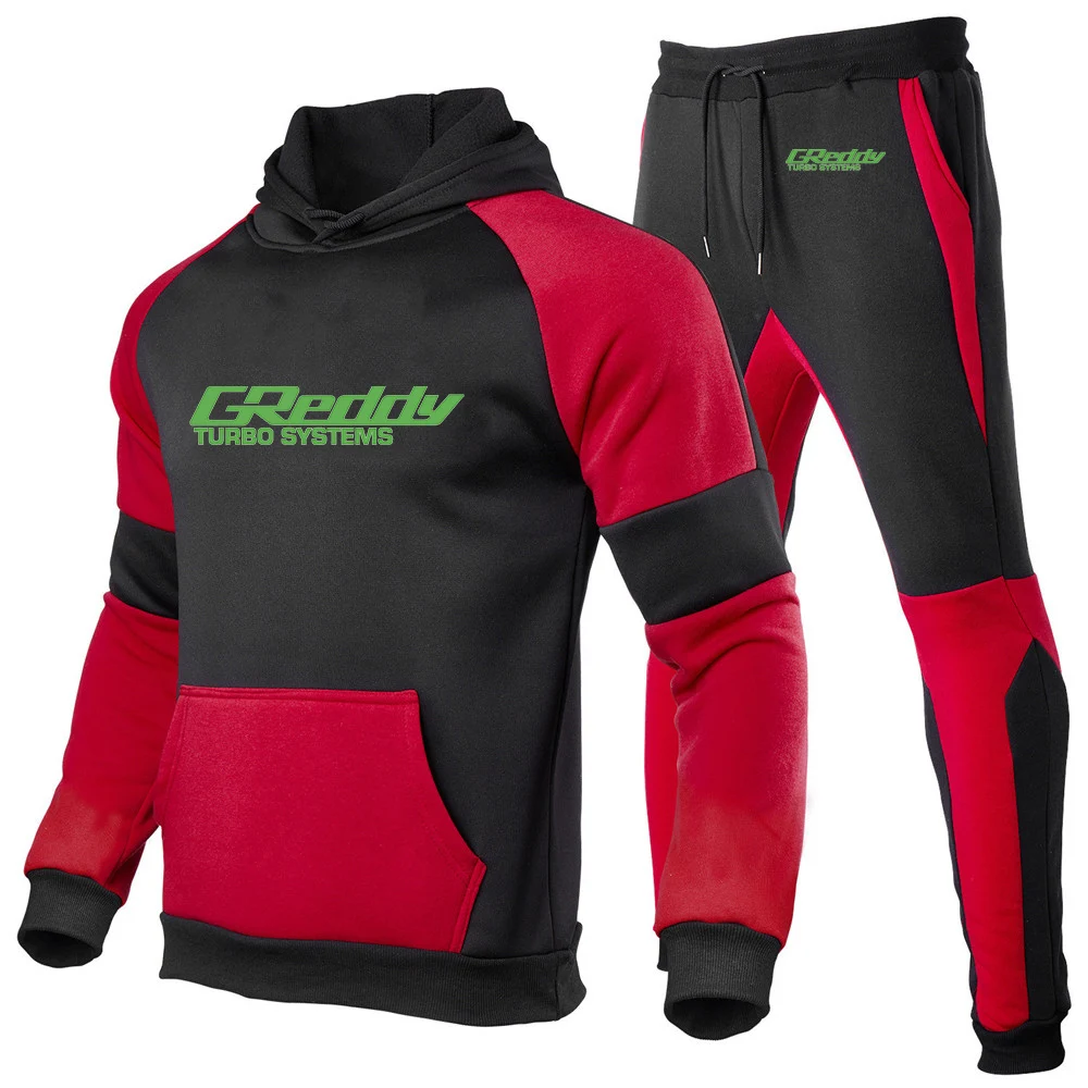 GReddy Turbo Systems-Conjunto de Sudadera con capucha y pantalones para hombre, traje de primavera y otoño, nuevo estilo, estampado de ocio, a la moda, Color a juego, 2024