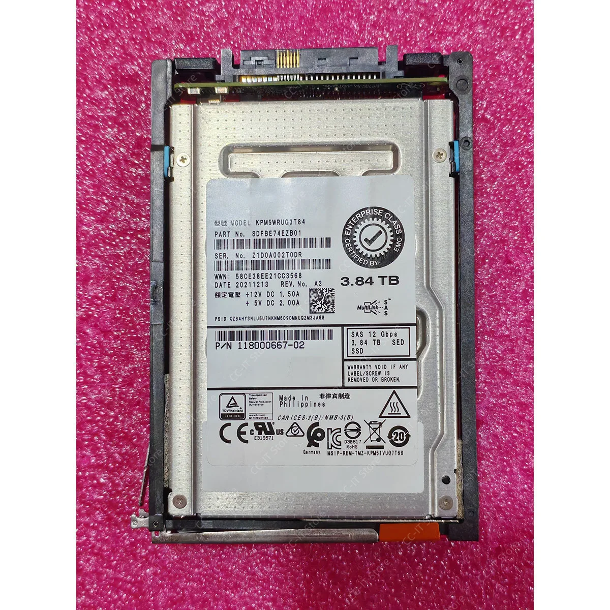 005052682 118000667-02 KPM5WRUG3T84 SDFBE74EZB01 3.84TB SAS 12Gbps 2.5 Inch Enterprise Solid State Drive SSD