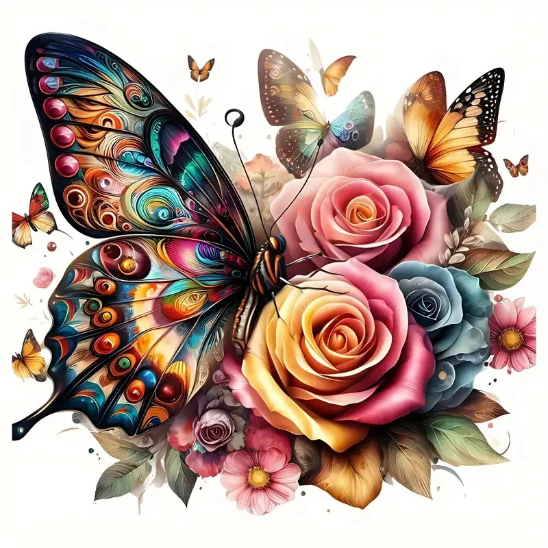 لوازم التطريز على شكل فراشة من مومورت، قماش مطبوع على شكل حيوانات، 11 قيراط، يمكنك صنعها بنفسك، غرز متقاطعة، تطريز على شكل زهرة الورد، حرف يدوية #4