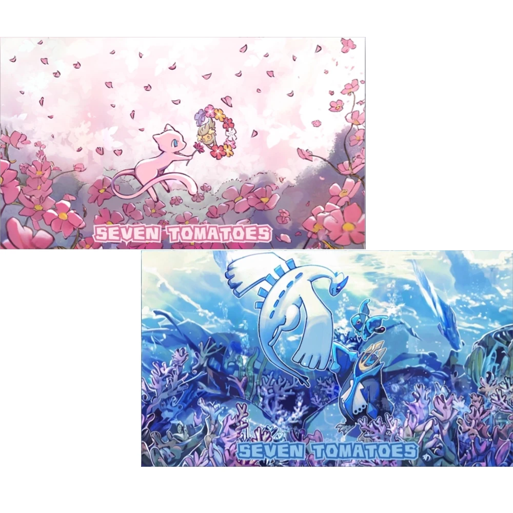 

600*350*2mm Diy PTCG Card Pad Self Made Pokémon Mew Comfey Lugia Lumineon Anime PTCG Battle Card Pad Playmat