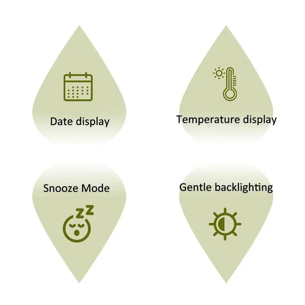 

Round/Square Wooden Alarm Clock Nordic Style Battery Operated LCD Digital Table Clock with Backlight Silent