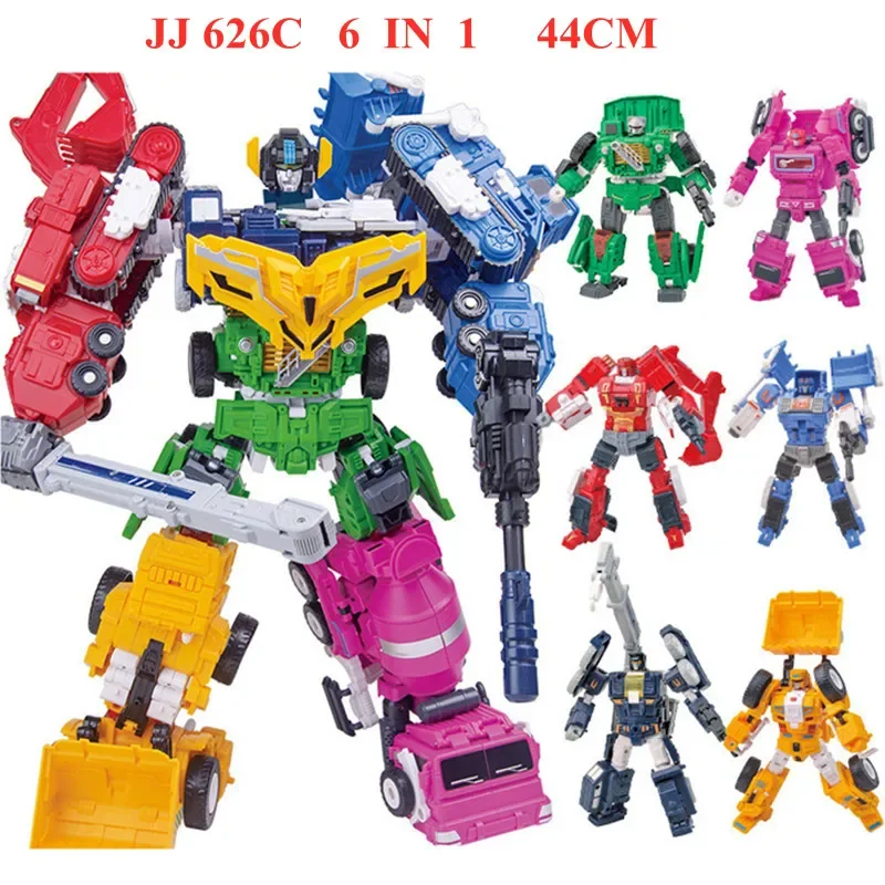 JINJIANG 6 IN 1 Big 44cm Hook Transformation KO GT Devastator Action Figure Engineering Combiner Crane Gravity Model Gift Kid