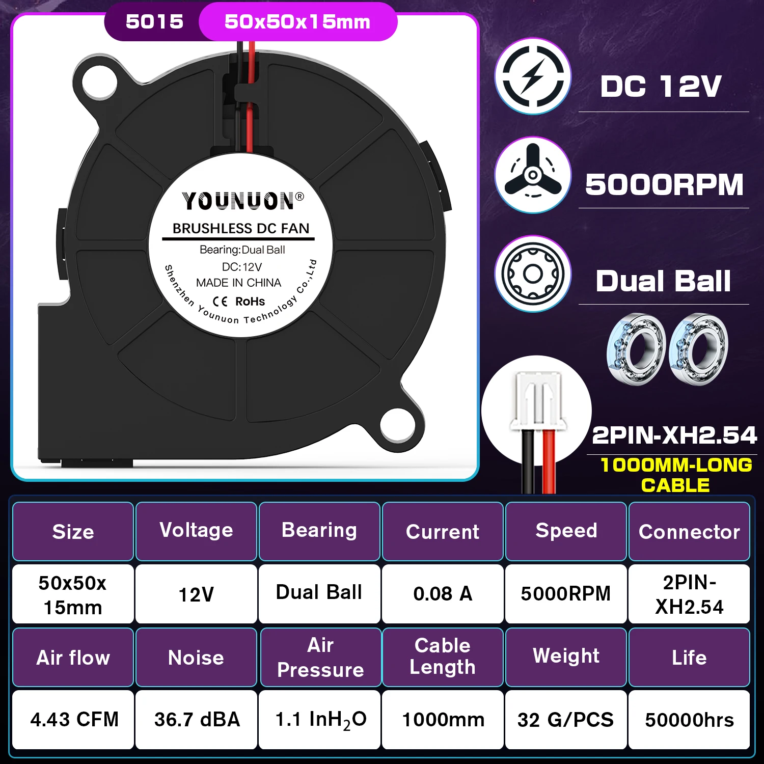 12V Ball 1M Cable