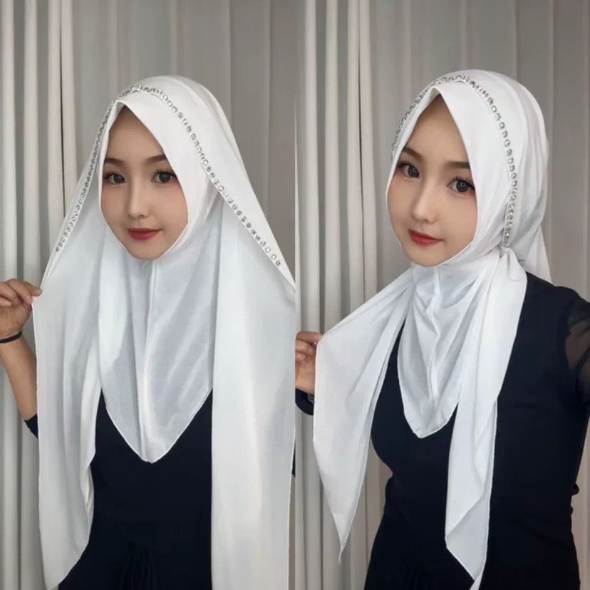 Muslim Ready Hijab Diamonds Instant Sweet Chiffon Wrap