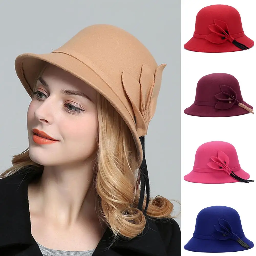 

Fisherman's Cap Woolen Hat Trendy Pumpkin Hat Round Top Vintage Versatile Autumn/winter British Style Women's Bowler Hat nana
